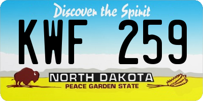 ND license plate KWF259