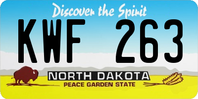 ND license plate KWF263