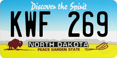 ND license plate KWF269