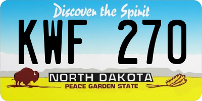 ND license plate KWF270