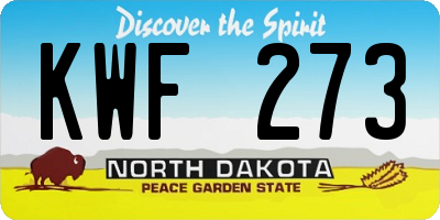 ND license plate KWF273