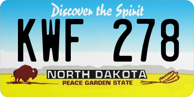 ND license plate KWF278