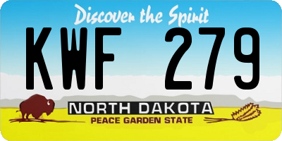 ND license plate KWF279