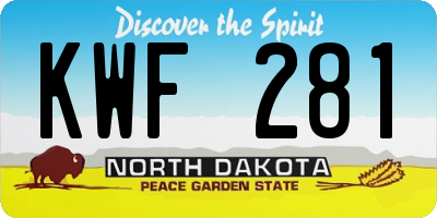 ND license plate KWF281