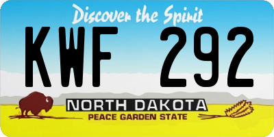 ND license plate KWF292