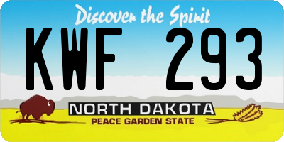 ND license plate KWF293