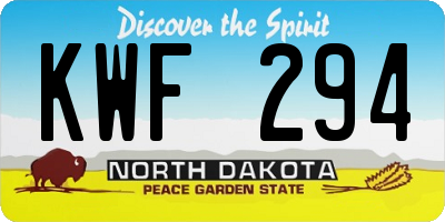 ND license plate KWF294