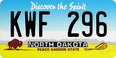 ND license plate KWF296