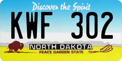 ND license plate KWF302
