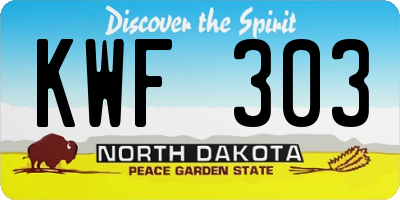 ND license plate KWF303
