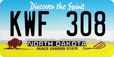 ND license plate KWF308