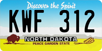 ND license plate KWF312