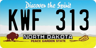ND license plate KWF313