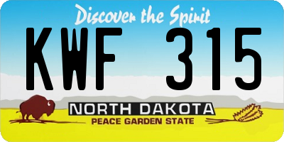 ND license plate KWF315