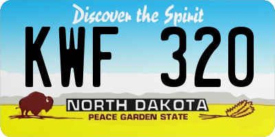 ND license plate KWF320