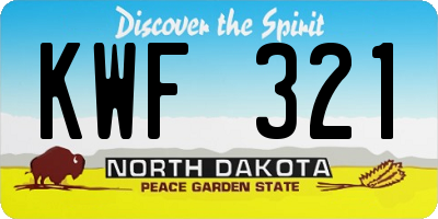 ND license plate KWF321