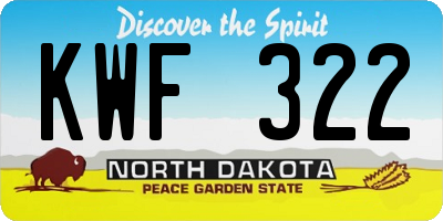 ND license plate KWF322