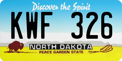 ND license plate KWF326