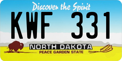 ND license plate KWF331