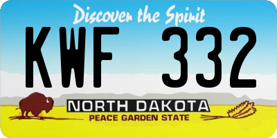ND license plate KWF332