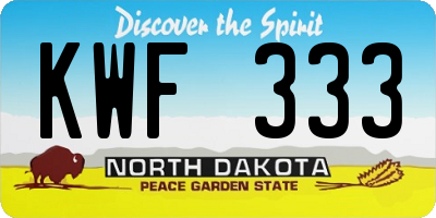 ND license plate KWF333