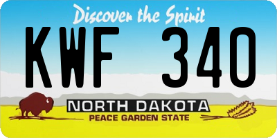 ND license plate KWF340