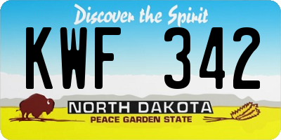 ND license plate KWF342