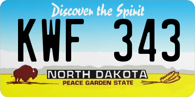 ND license plate KWF343