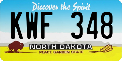 ND license plate KWF348
