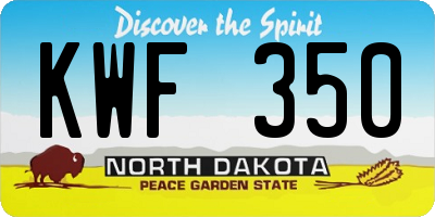 ND license plate KWF350