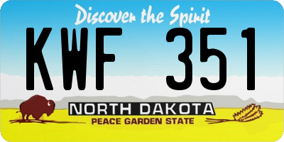 ND license plate KWF351
