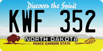 ND license plate KWF352