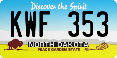 ND license plate KWF353