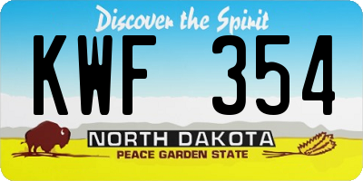 ND license plate KWF354