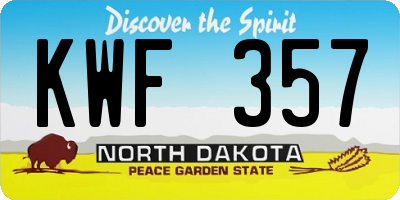 ND license plate KWF357