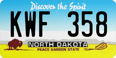ND license plate KWF358
