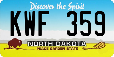 ND license plate KWF359