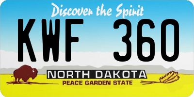 ND license plate KWF360