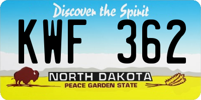 ND license plate KWF362