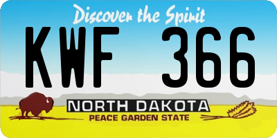 ND license plate KWF366