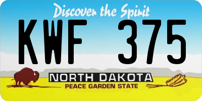 ND license plate KWF375