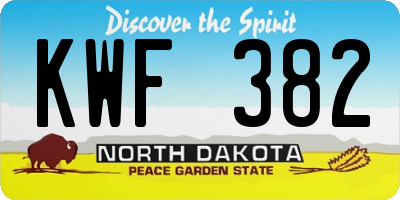 ND license plate KWF382