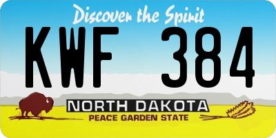 ND license plate KWF384