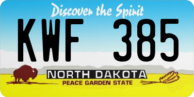 ND license plate KWF385