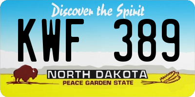ND license plate KWF389
