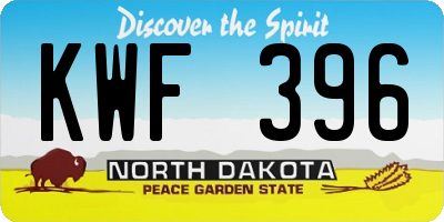 ND license plate KWF396