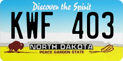 ND license plate KWF403