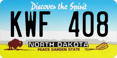 ND license plate KWF408