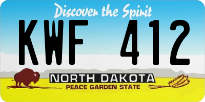 ND license plate KWF412