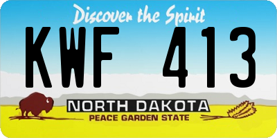 ND license plate KWF413
